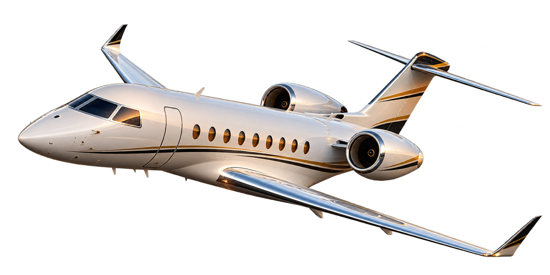 Luxury private jet in flight